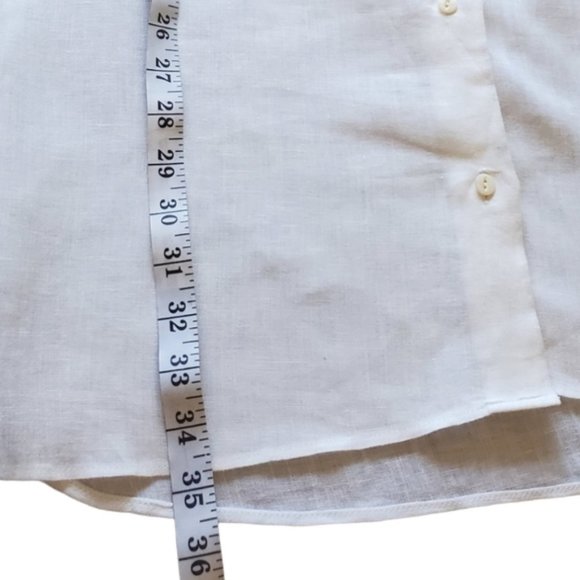 Faherty FLAWED Linen White Long Sleeve Button Up Shirt Dress Coverup Medium - Picture 10 of 14